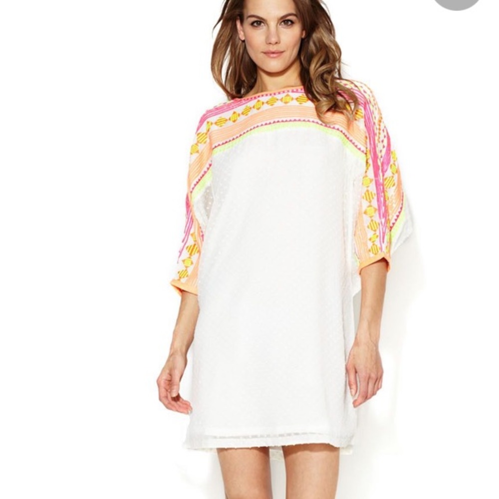 Ranna Gill neon sequin Swiss dot dress L dolman